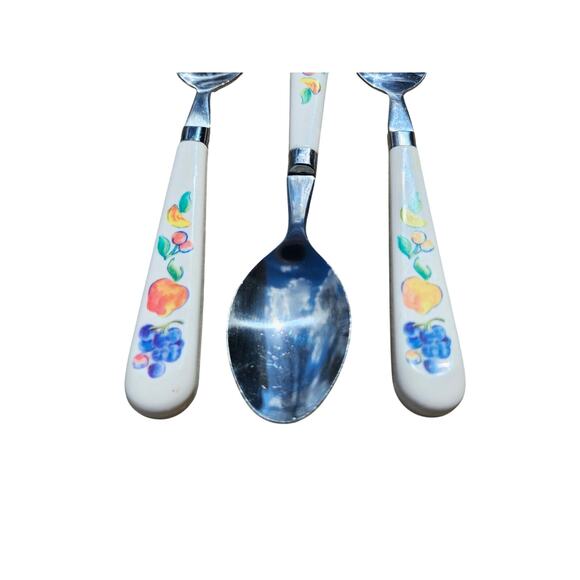 3 Corelle by Coring Fruit Basket Stainless Tablespoons Flatware Plastic MCM 7.5" - Picture 6 of 8